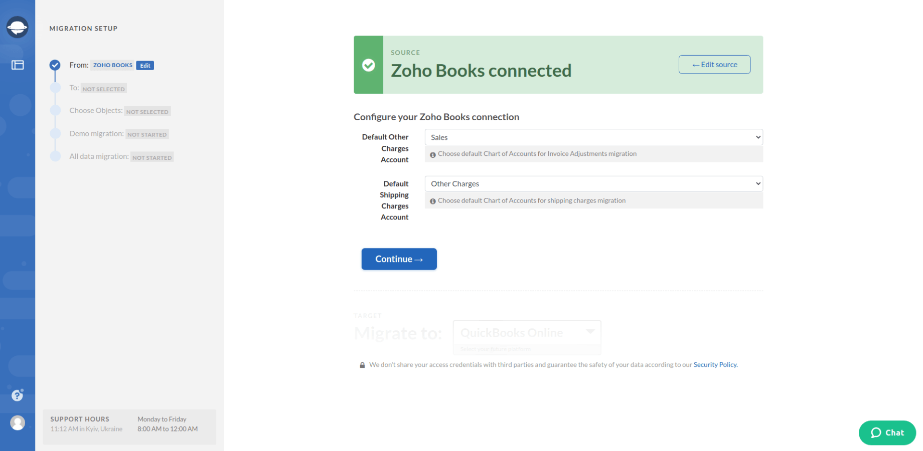 Zoho Books Export Connection