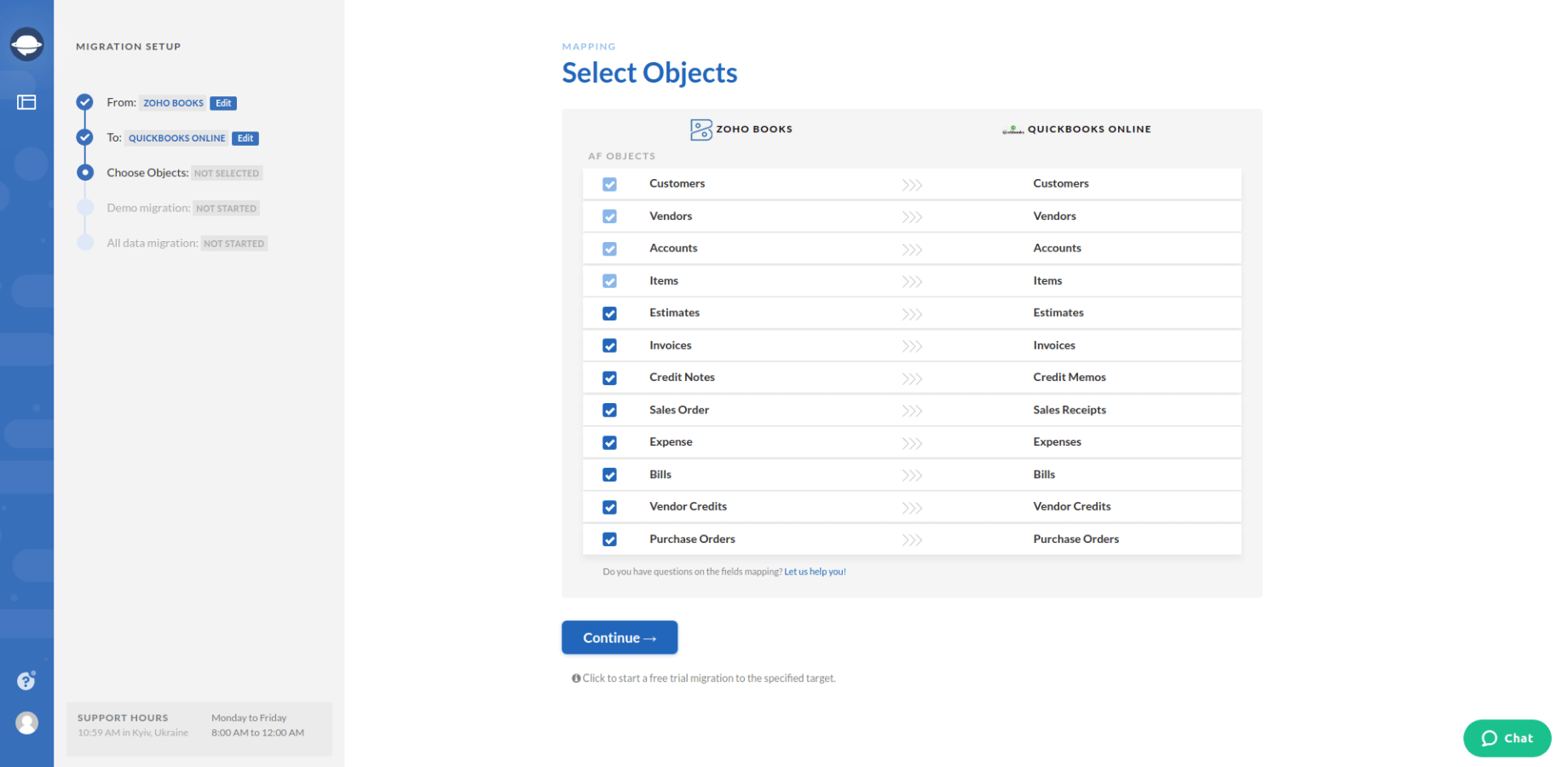 Zoho Books Export Select Object