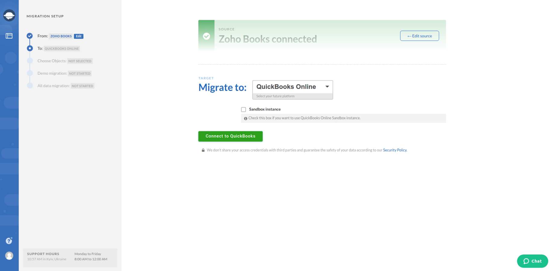 Zoho Books Export Target