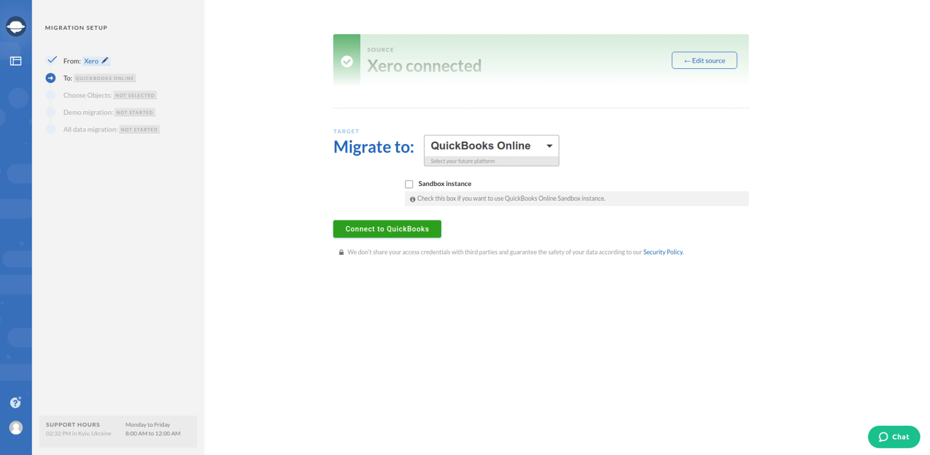 Xero Export Target