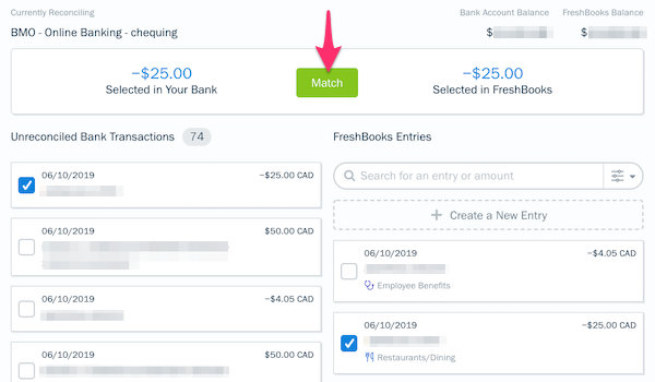 FreshBooks Review Bank Reconciliation
