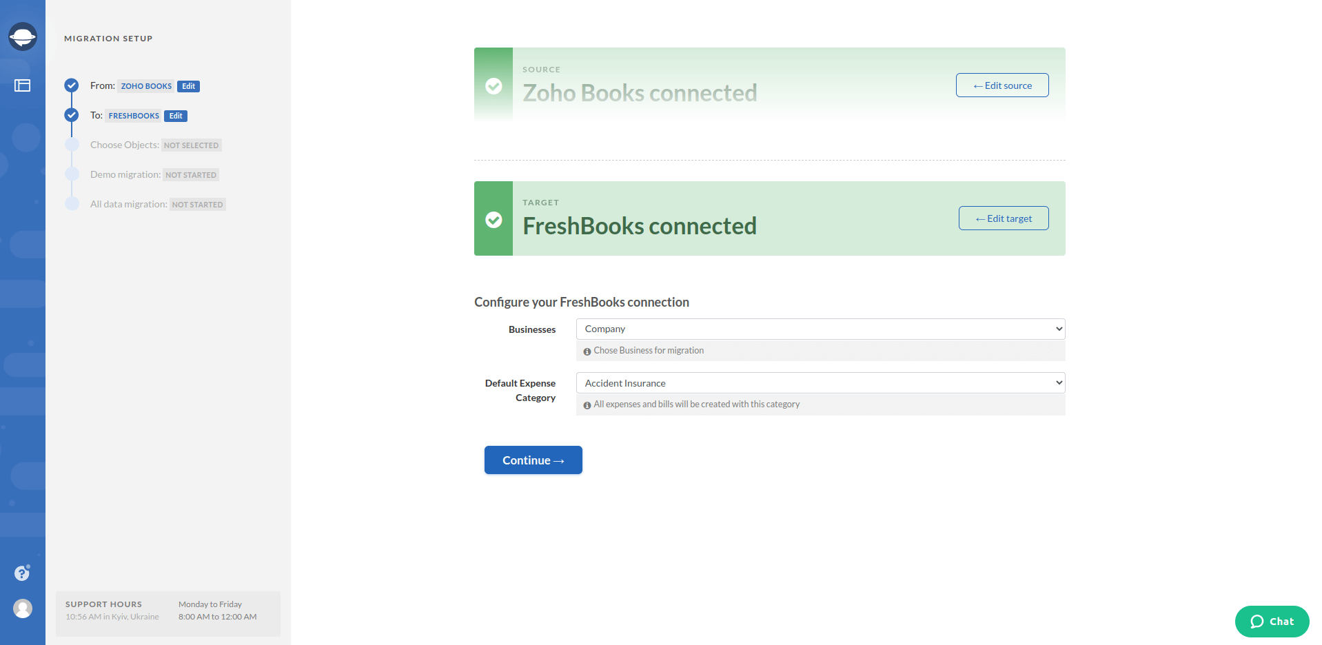 FreshBooks Import Configure Connection