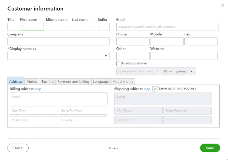 QuickBooks Review Contact Managment