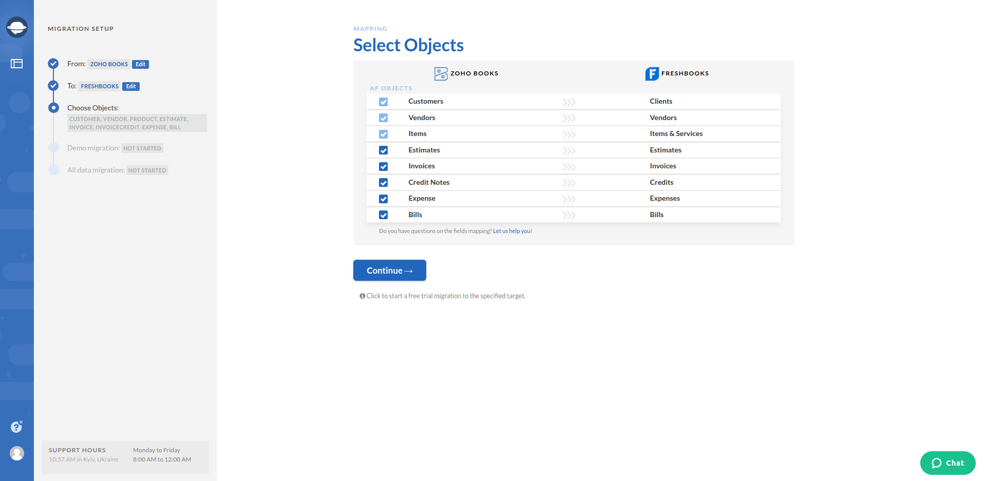 FreshBooks Import Select Object