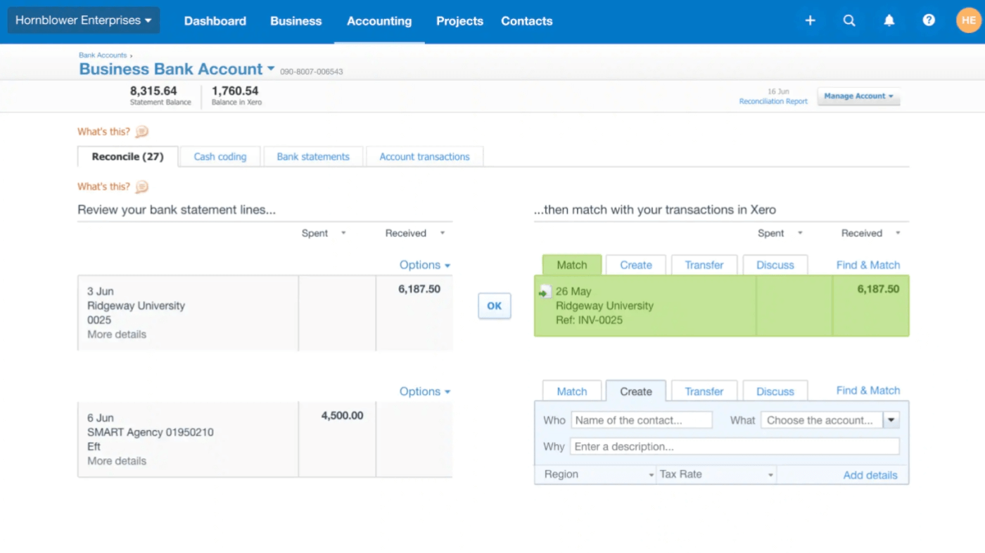Xero Bank Reconciliation