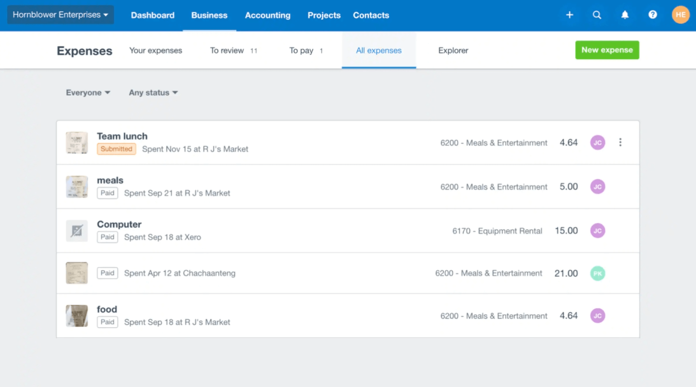 Xero Review Expenses Tracking