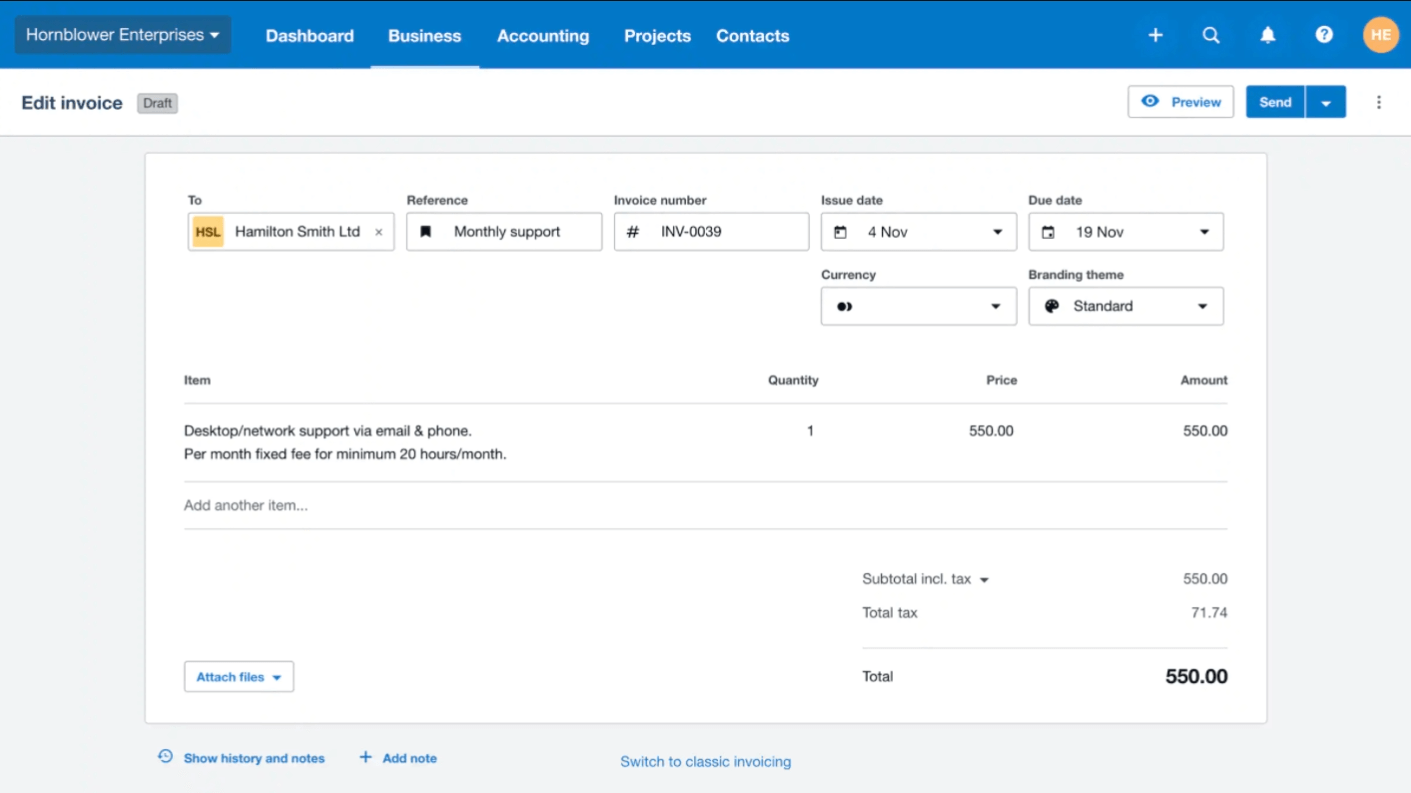Xero Invoicing