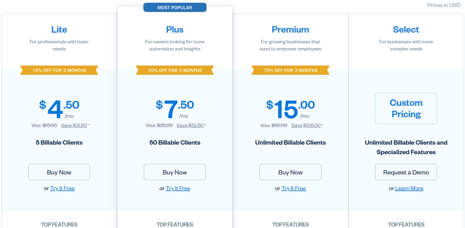 Freshbooks Pricing