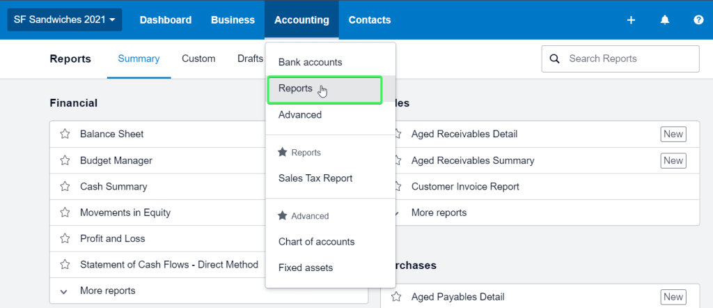 Xero Access Reports