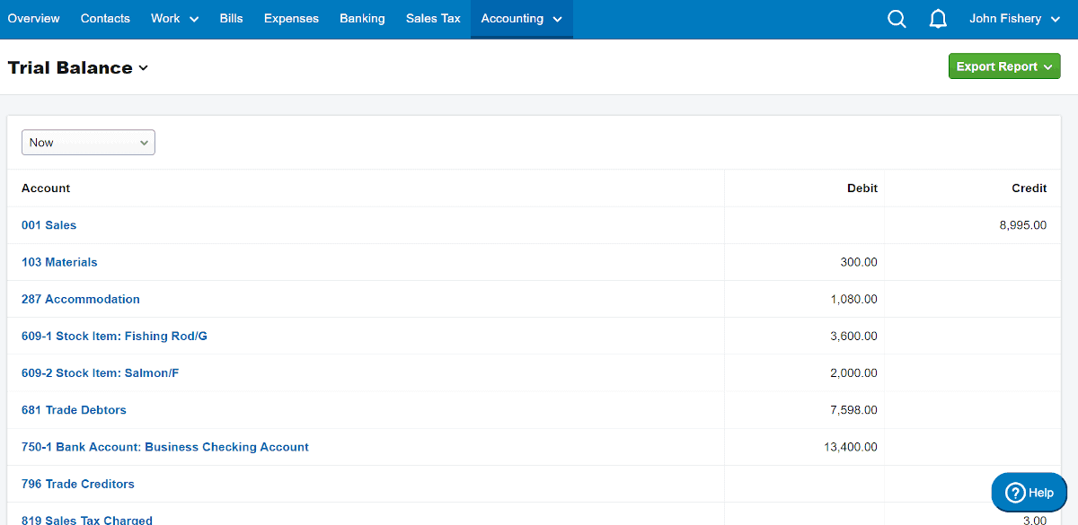 FreeAgent Trial Balance