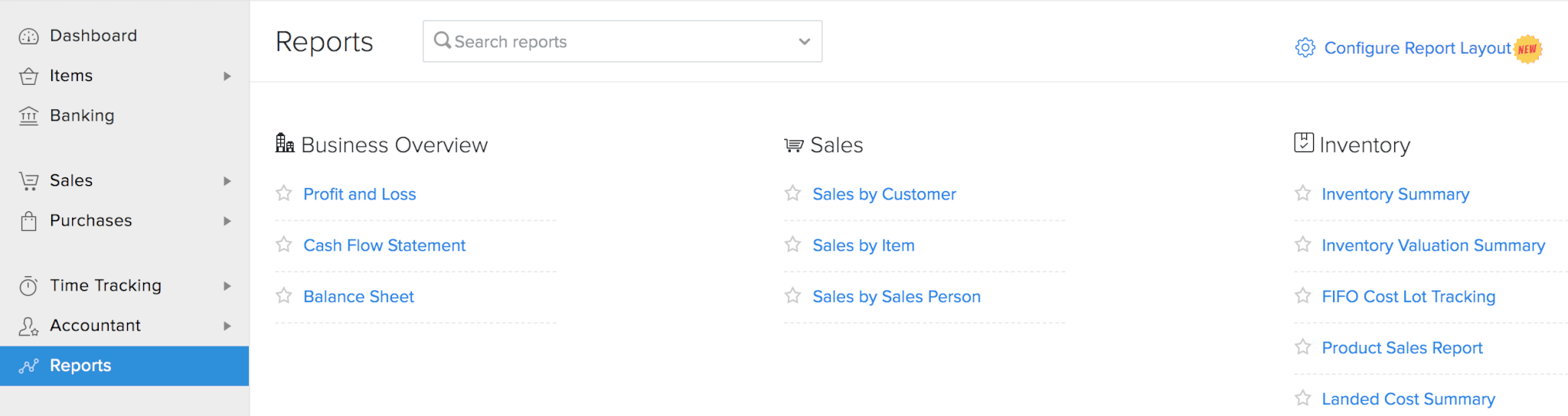 Zoho Books Reports
