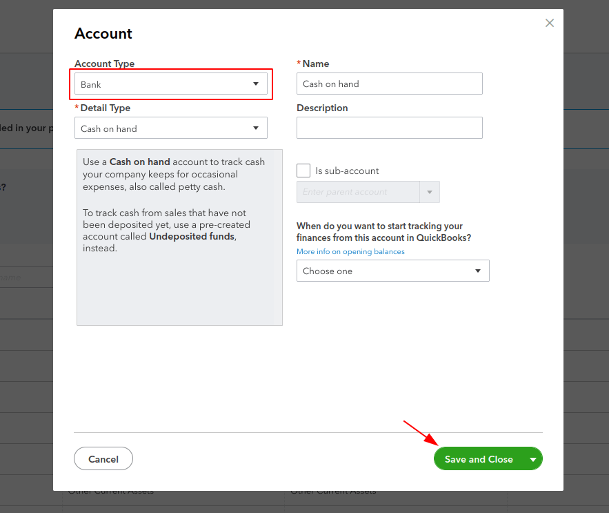 QuickBooks Online Account Bank