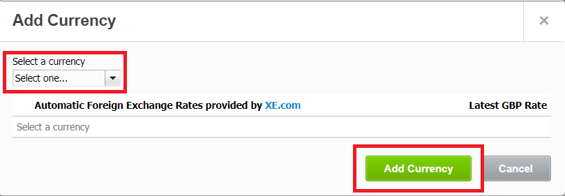 Xero Add New Currencies