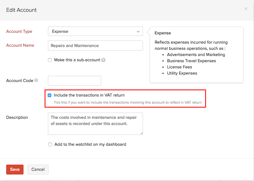 Zoho Books Transactions VAT