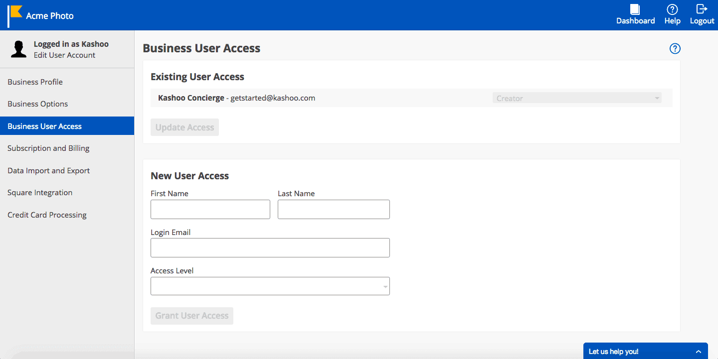 Kashoo User Access