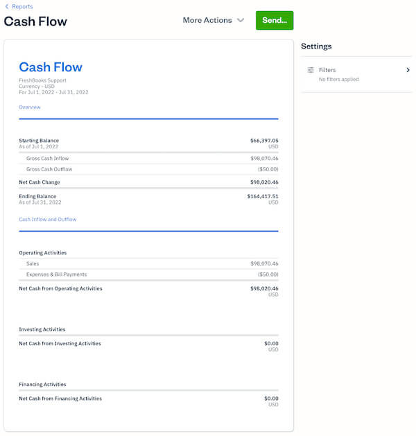 Cash Flow Report FreshBooks