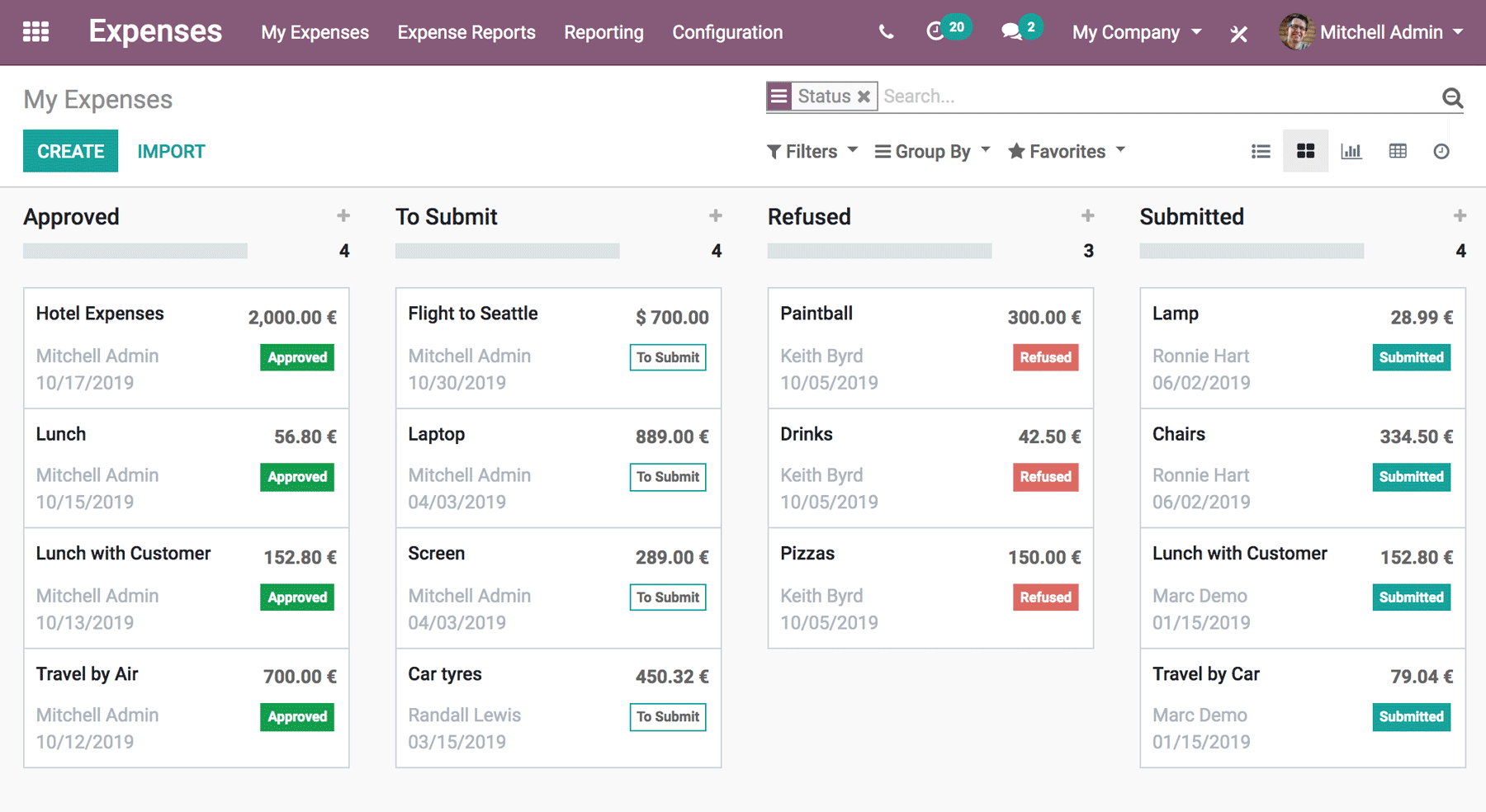 Expenses Odoo Accounting