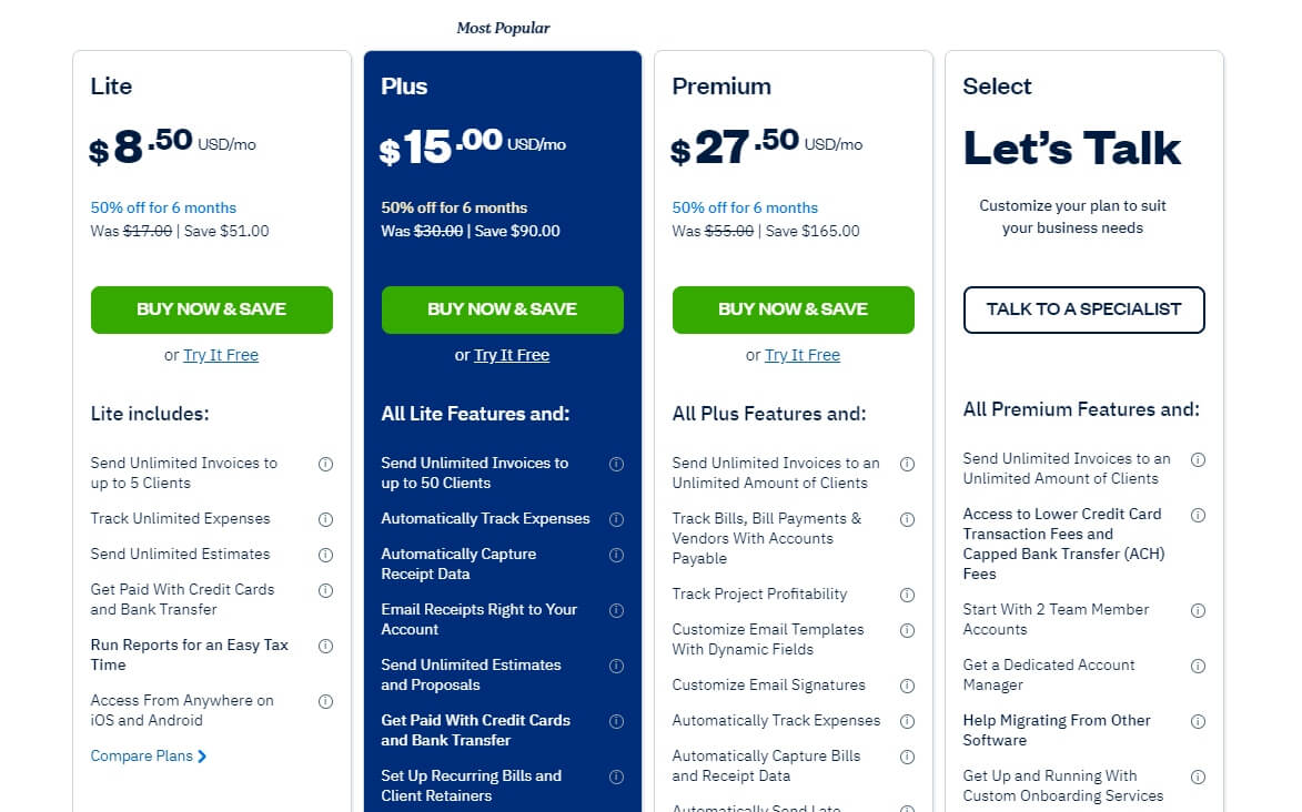 FreshBooks Pricing