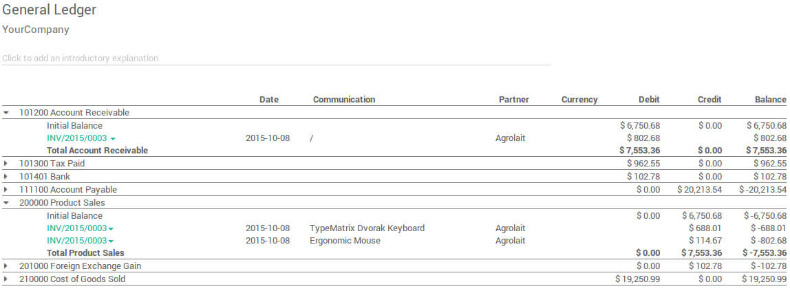Report Odoo Accounting