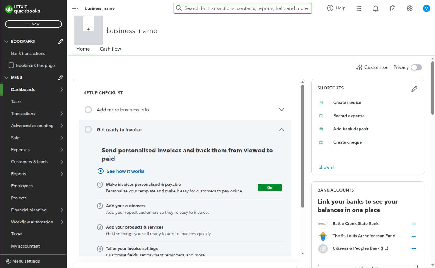 Navigation QuickBooks