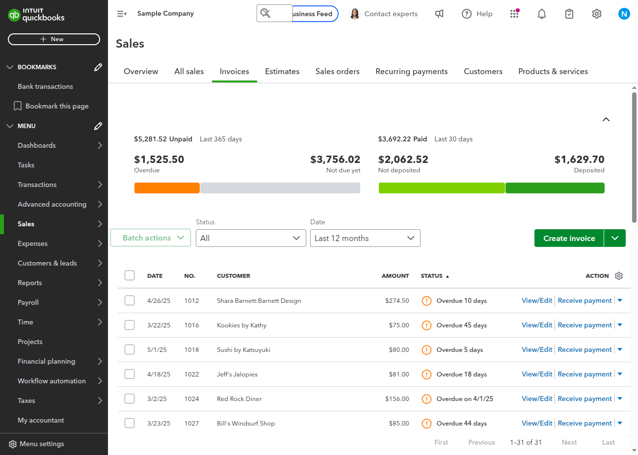 QuickBooks Online Invoicing